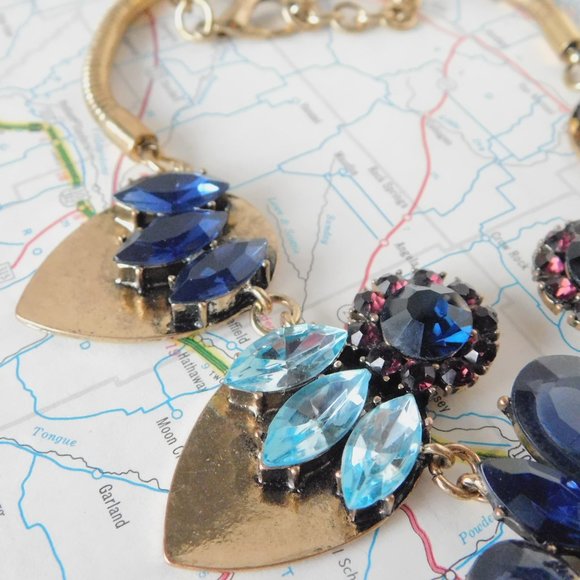 chunky blue gold statement necklace - Picture 4 of 5